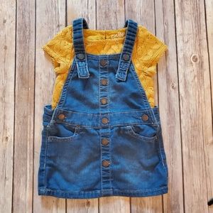 Skirt Overalls with Golden Yellow Shirt 18M